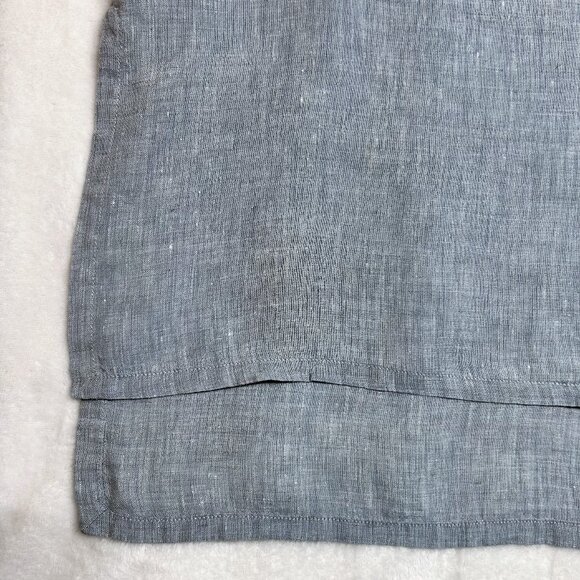 Eileen Fisher Top Women's Large Blue/Grey Organic Linen Chambray Split Hem - Picture 6 of 14
